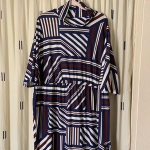 ASOS Curve asymmetrical mock neck striped dress